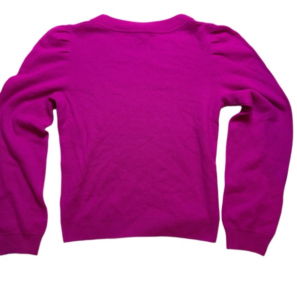 ANTONIO MELANI SWEATER 100% CASHMERE PUFF SLEEVE Ultra Pink SIZE S $149 NWOT - Picture 3 of 7